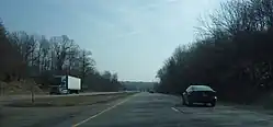 Interstate 76 passes through wooded areas of Wadsworth Township