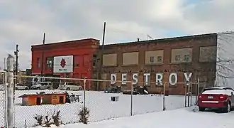 Office (left) and building 2 (factory, now studio space)