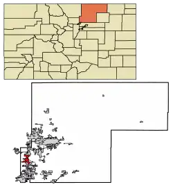 Location of Mead in Weld County, Colorado.