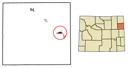 Location of Newcastle in Weston County, Wyoming