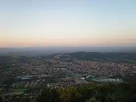 Aranđelovac vue depuis le mont Bukulja