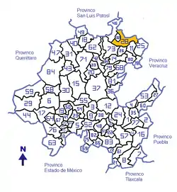 Localização Huejutla de Reyes no México