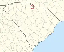 Localização da Reserva Catawba na Carolina do Sul.