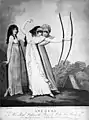 Duas meninas inglesas praticam arco e flecha, 1799