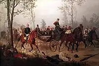 Bismarck e Napoleão III a caminho do imperador Guilherme I na manhã seguinte à Batalha de Sedan.