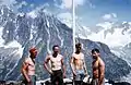Em 1963 no refúgio de l'Envers des Aiguilles: John Harlin II, Tom Frost, Gary Hemming, e Stewart Fulton