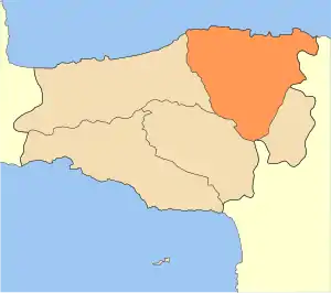 Localização do município de Milopótamos na unidade regional de Retimno