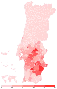 Votação da CDU por concelho