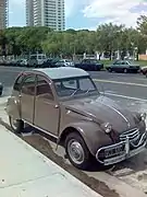 2CV Export Argentina, front suicide doors, oversized protective bumpers, Buenos Aires