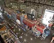 Um submarino desta classe em construção.