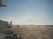 Blindados de infantaria Ratel do 8º SAI em um campo de treinamento durante um assalto mecanizado na Escola de Batalha do Exército de Lohatla, em 1993.