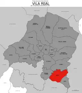 Localização no município de Vila Real