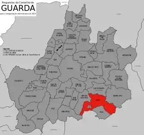 Localização no município de Guarda