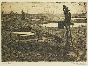 Portugal na Grande Guerra, uma encruzilhada perigosa, c. 1918, água forte, 212 x 298 mm
