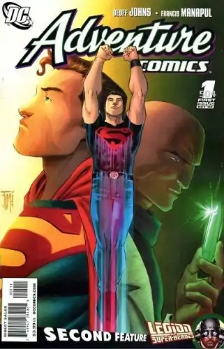 Capa de Adventure Comics, vol.2 #01, a primeira edição a revista após o relançamento promovido em 2009 e a 504ª edição, no geral.