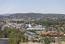 Vista aérea da região central de Wagga Wagga
