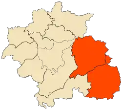 Mapa da província de Constantina destacando o distrito de Aïn Abid