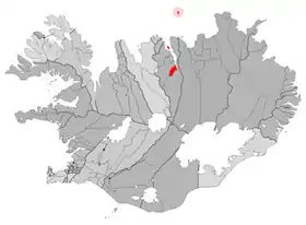 Localização de Akureyri na Islândia.