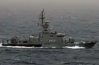 O navio de guerra Al-Fahaheel, da classe Al Maradim.