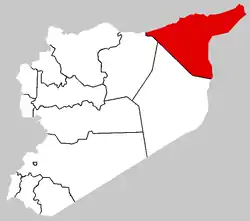 Map of Syria with Al Hasakah highlighted.