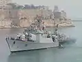 Uma fragata líbia da classe Al Ghardabia em Valletta, 2005.