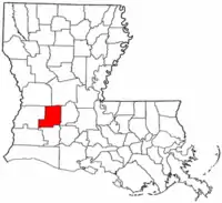 Localização da paróquia no Estado de Louisiana