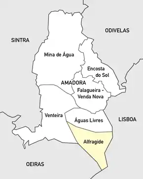 Localização no município de Amadora