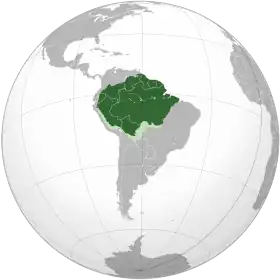 Mapa da ecorregião amazônica definida pelo WWF.