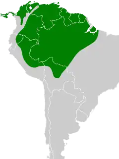 Distribuição do papagaio-campeiro na América Central, Caribe e América do Sul