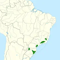 Mapa de distribuição do papagaio-de-peito-roxo