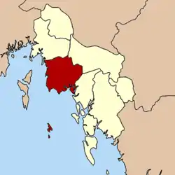 Localização do Distrito de Mueang Krabi na província de Krabi