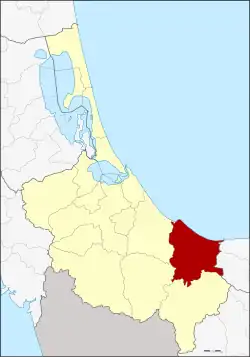 Localização do Distrito de Thepha na província de Songkhla