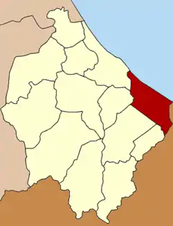 Localização do Distrito de Tak Bai na província de Narathiwat