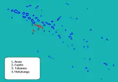 Localização da comuna de Anaa (a vermelho) em Tuamotu-Gambier
