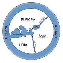Representação possível do mapa-múndi de Anaximandro.