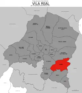 Localização no município de Vila Real