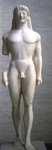 O afamado Apolo de Tenea, um kouros de ca. 560–550 a.C.