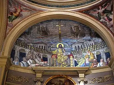 O mosaico absidal paleocristão de Santa Pudenziana, em Roma, que se manteve apesar das reformas posteriores.