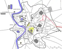 Percurso do aqueduto na cidade de Roma.