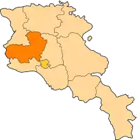 Mapa da província arménia de Aragatsotn