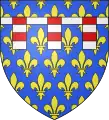 Filipe de Valois:de azur semeado de flores de liz de ouro com um lambel composto de gules e prata.