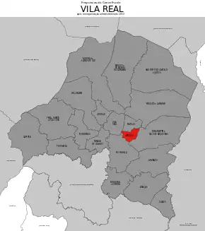 Localização no município de Vila Real