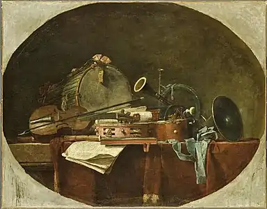 Atributos da música civil de Jean-Baptiste-Siméon Chardin, no Louvre (1757)