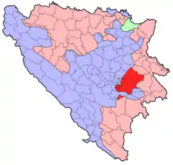 Localização de Sarajevo Oriental na Bosnia-Herzegovina