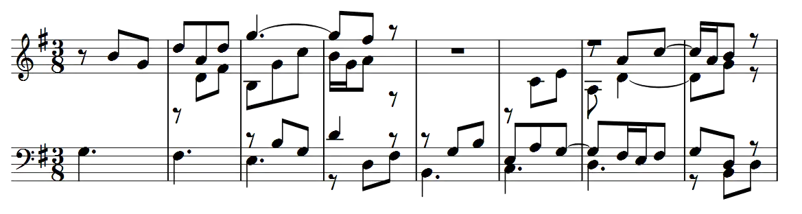 Primeiros 8 compassos da quarta variação.