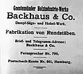 Papel timbrado da Backhaus & Co., década de 1930