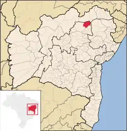 Localização de Jaguarari na Bahia