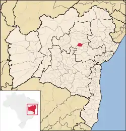 Localização de Piritiba na Bahia