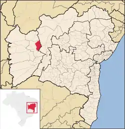 Localização de Wanderley na Bahia