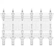 Vista frontal de uno de los balcones del Palacio Arzobispal de Lima